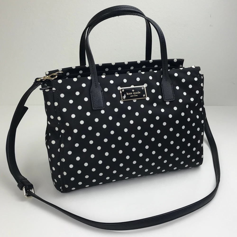 Kate Spade Diamond Dot Loden Black Ave Nylon Tote